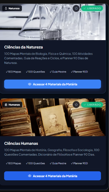 Módulos de Natureza e Humanas