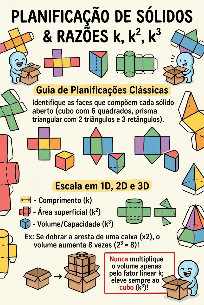 Planificação de Sólidos & Razões k, k², k³