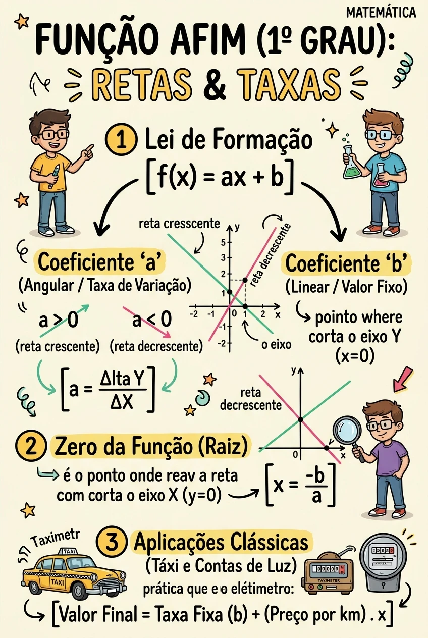 Função Afim (1º Grau): Retas & Taxas