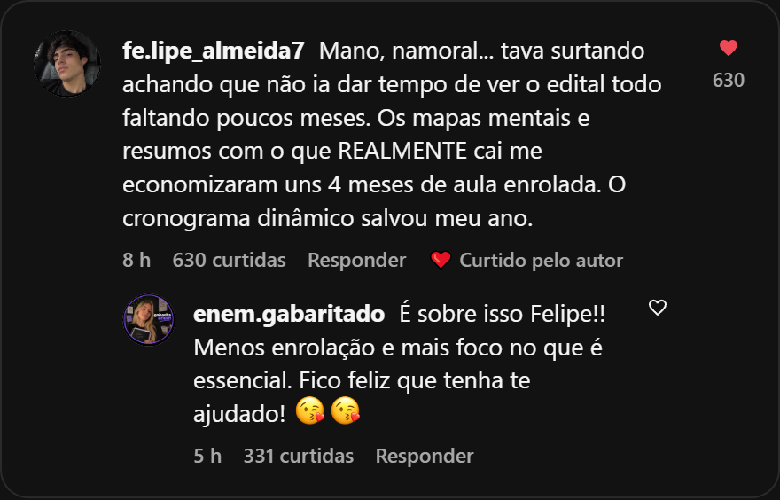 Depoimento Aluno 2 no Instagram