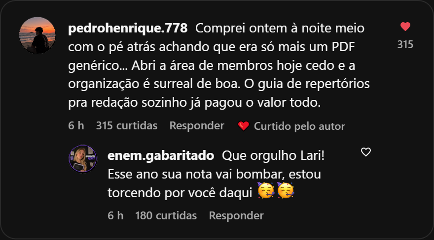 Depoimento Aluno 4 no Instagram