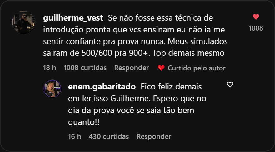 Depoimento Aluno 6 no Instagram
