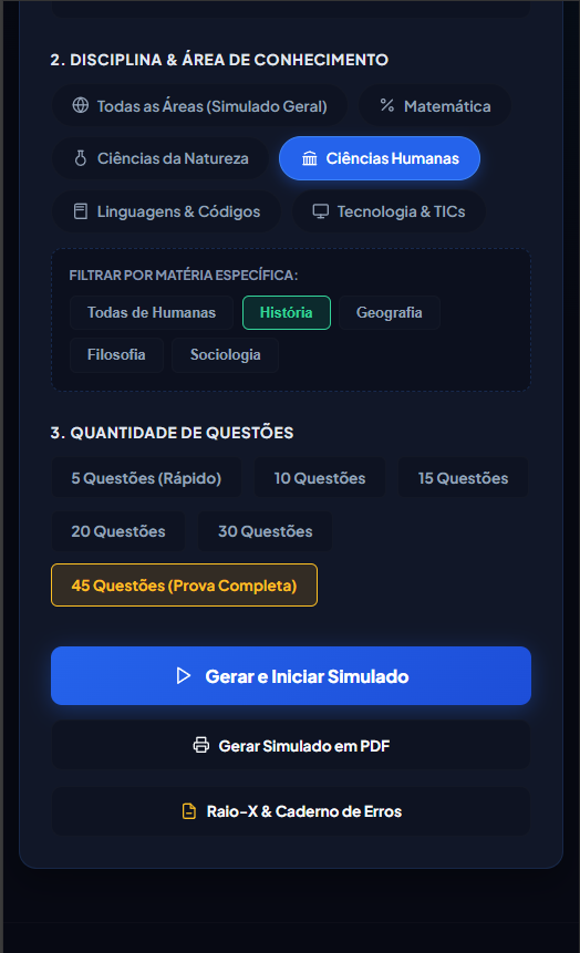 Configuração de Disciplinas e Questões